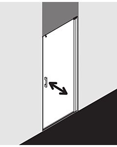 Kermi Pega swing door 2000 -leaved PE1WR08520VPK 85x200cm, silver high gloss, TSG clear clean, right